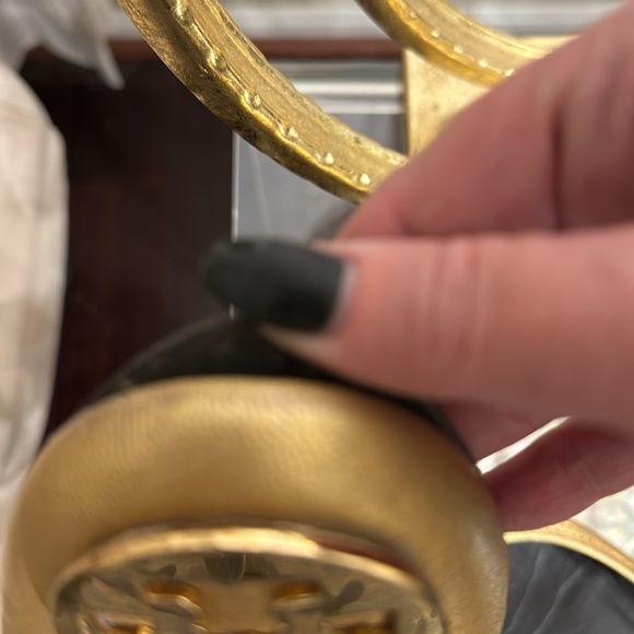 Tory Burch Reva Metallic Gold Ballet Flat With Gold Metal Double T Logo - Picture 14 of 16